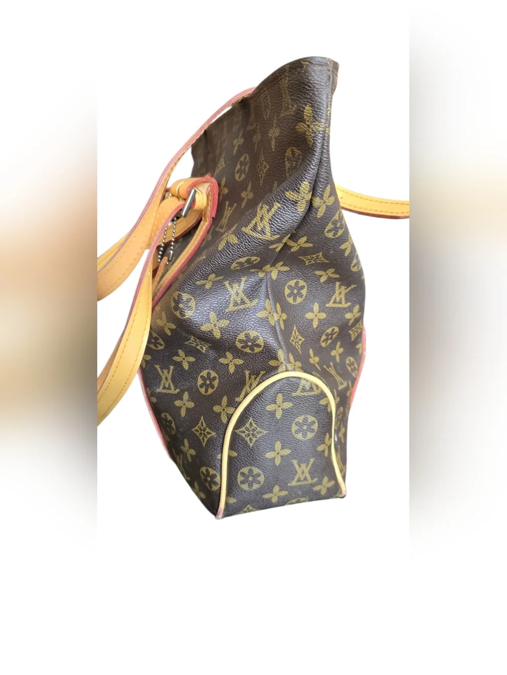Monogram Canvas Leather-Trim Tote - Brown/Tan